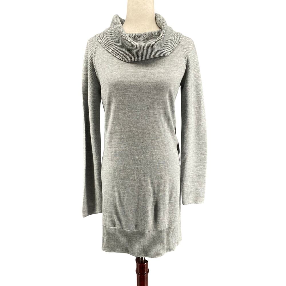Smartwool Granite Falls Sweater Dress‎ Womens S Grey Merino Wool Cowl Neck